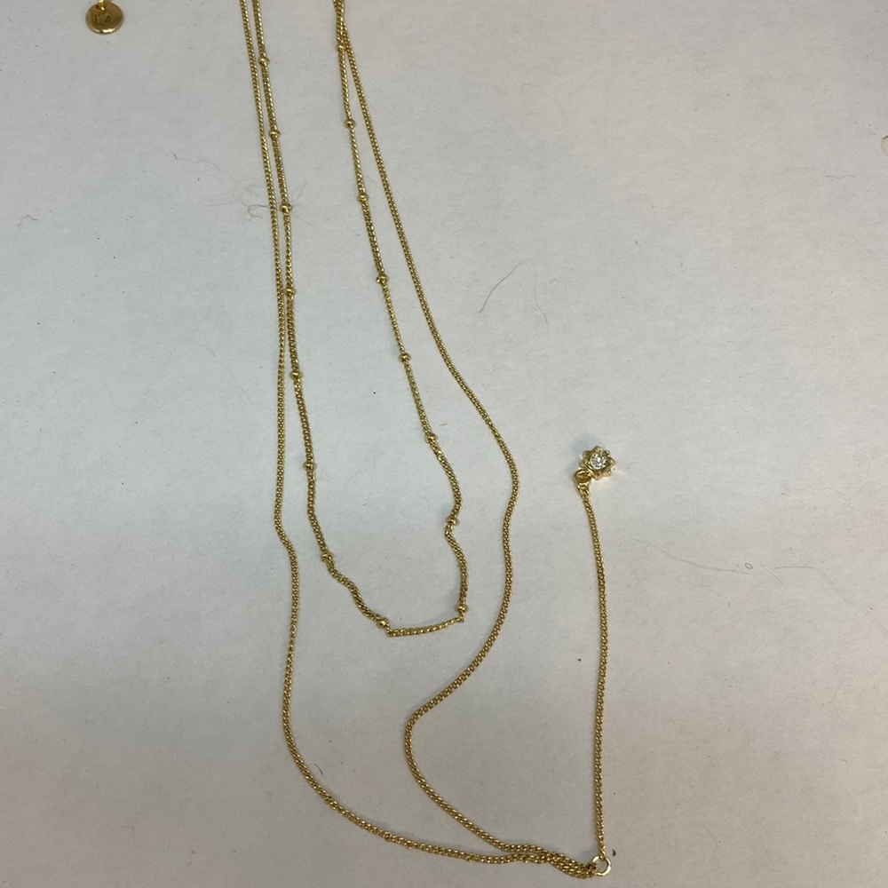 Real Simple dainty 2 strand 18” adjustable necklace with crystal.